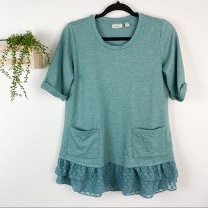 LOGO lounge green short‎ sleeve top size small
